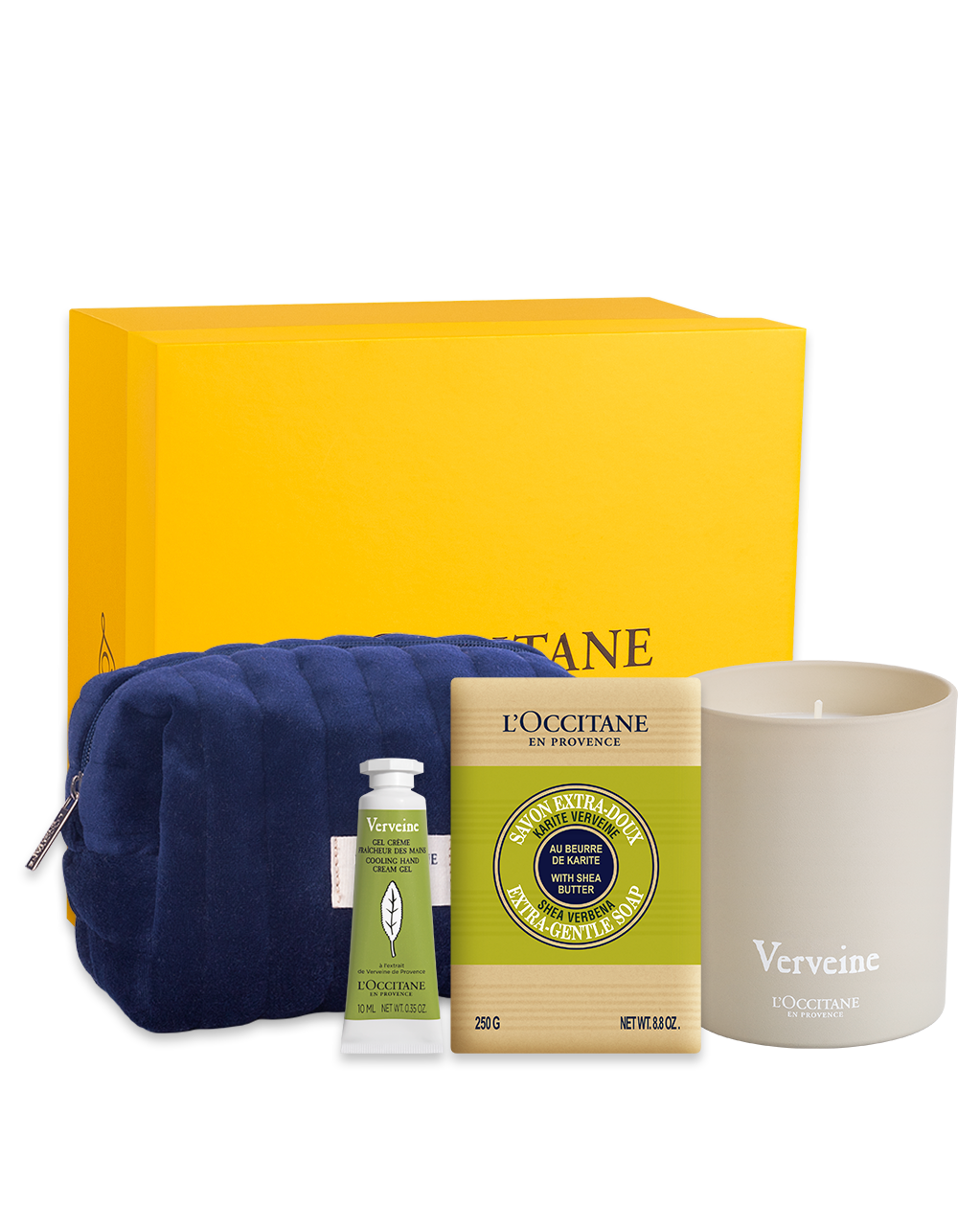 Combo Verbena: Sabonete, Creme de M&atilde;os e Vela Perfumada Verbena